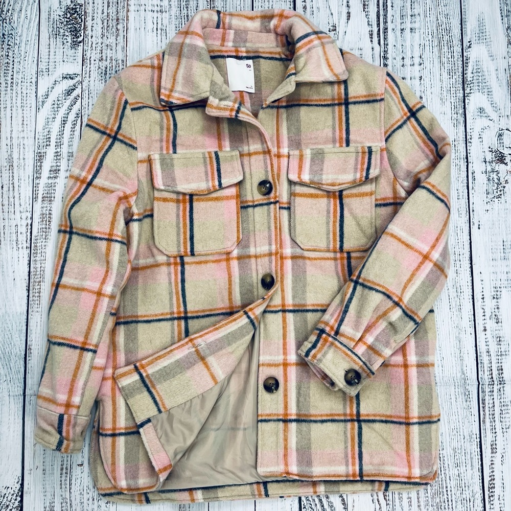 Plaid fleece shacket